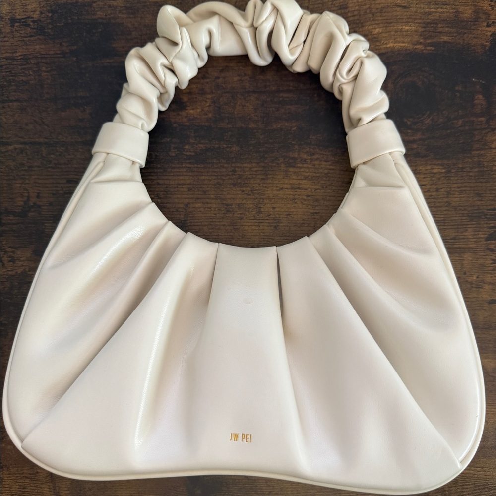 JW PEI Ruffled Cream Shoulder Bag